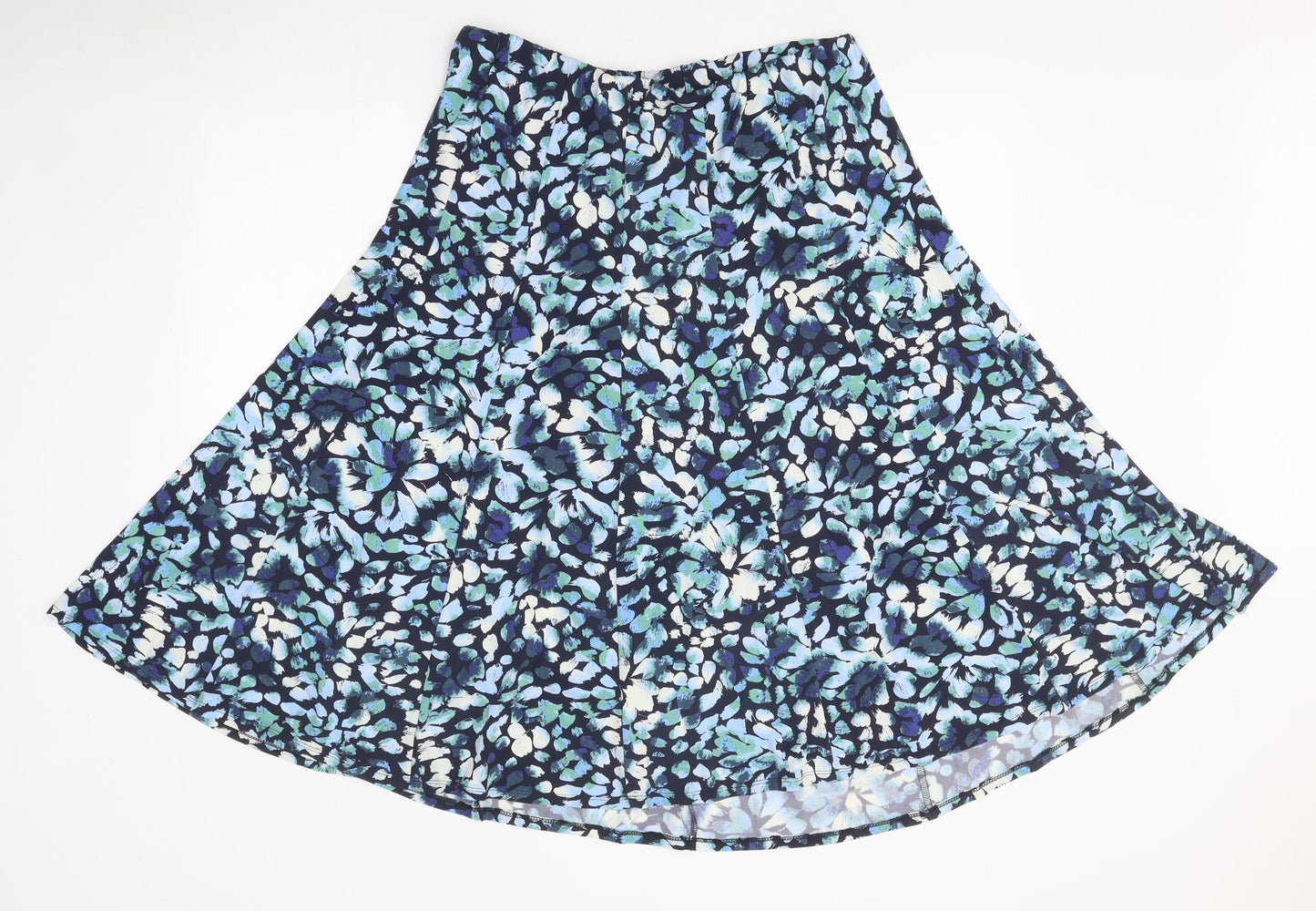 Preworn Womens Blue Floral Polyester A-Line Skirt Size 18