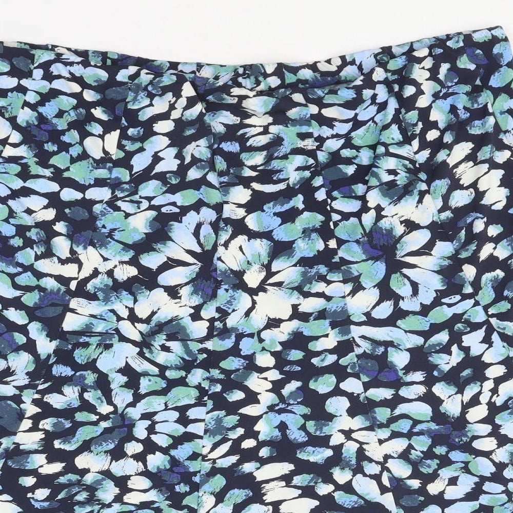 Preworn Womens Blue Floral Polyester A-Line Skirt Size 18