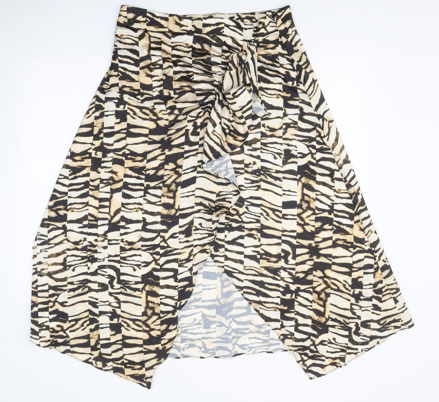 River Island Womens Beige Animal Print Polyester Maxi Skirt Size 12 Zip