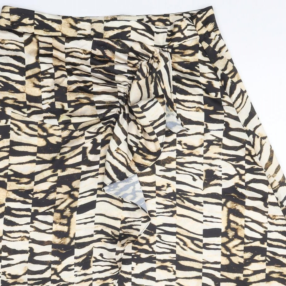 River Island Womens Beige Animal Print Polyester Maxi Skirt Size 12 Zip