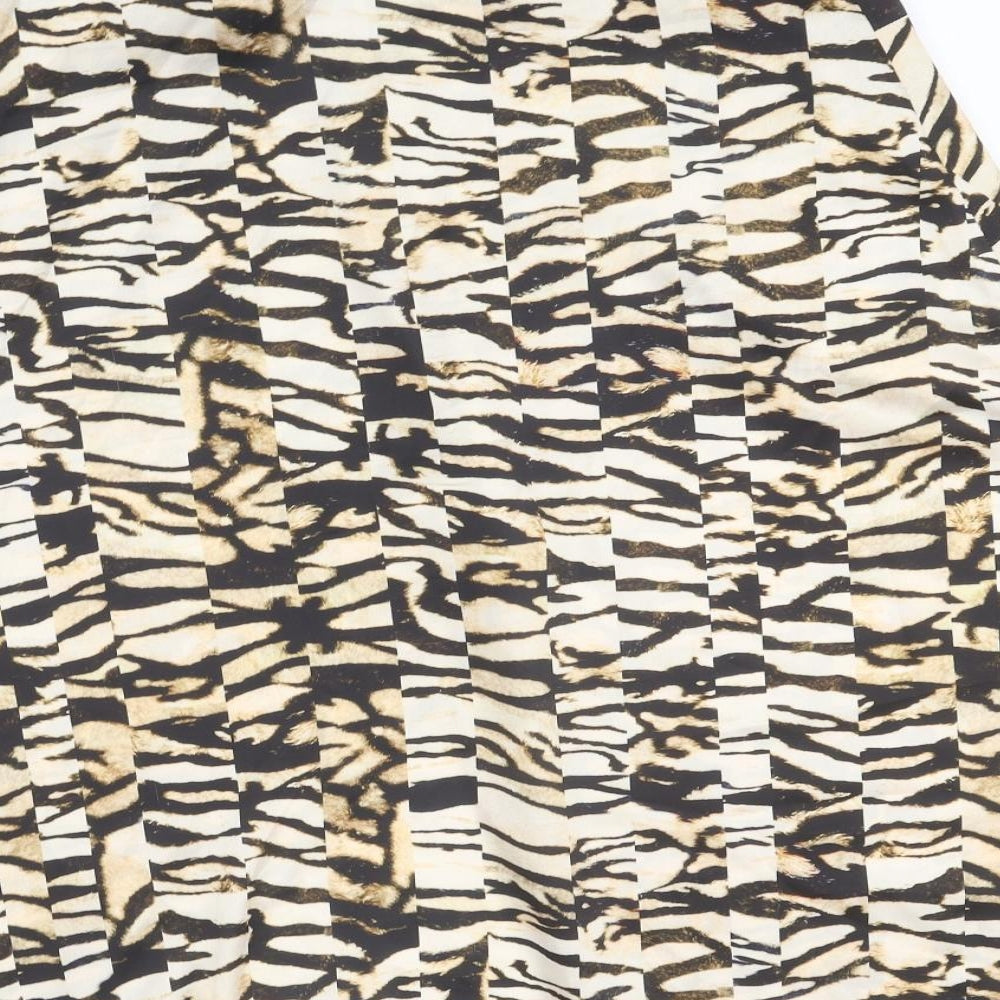 River Island Womens Beige Animal Print Polyester Maxi Skirt Size 12 Zip