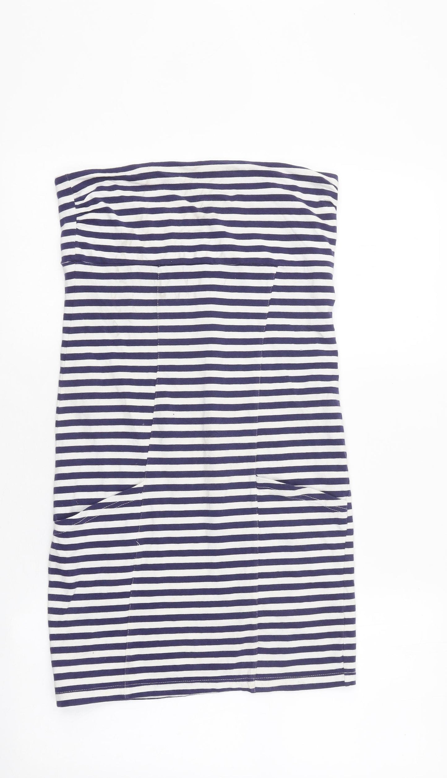 Miss Selfridge Womens White Striped Cotton Basic Tank Size 12 Off the Shoulder