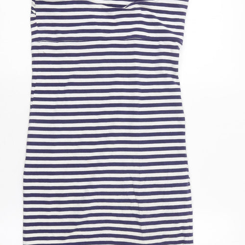 Miss Selfridge Womens White Striped Cotton Basic Tank Size 12 Off the Shoulder