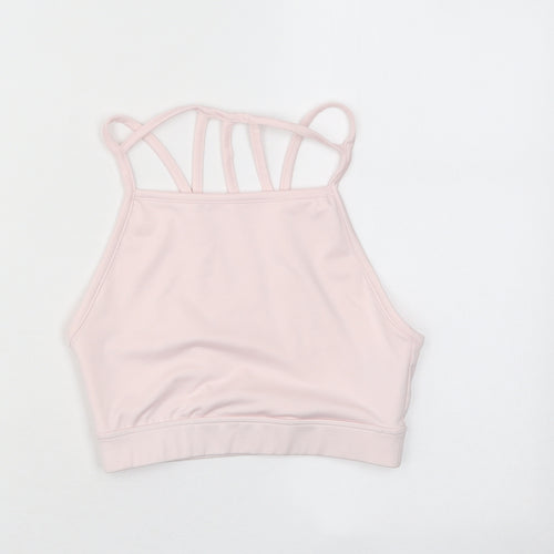 South Beach Womens Pink Polyester Cropped Tank Size 8 Square Neck Pullover