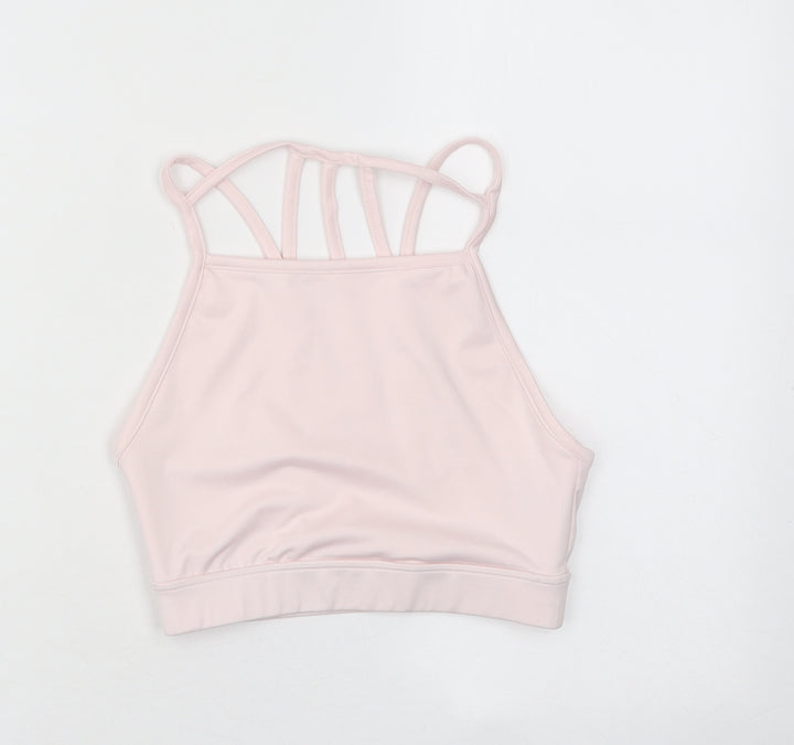 South Beach Womens Pink Polyester Cropped Tank Size 8 Square Neck Pullover