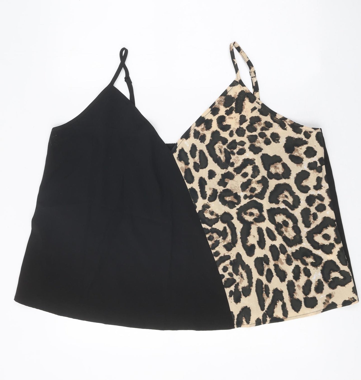 SheIn Womens Black Animal Print Polyester Camisole Tank Size 3XL V-Neck