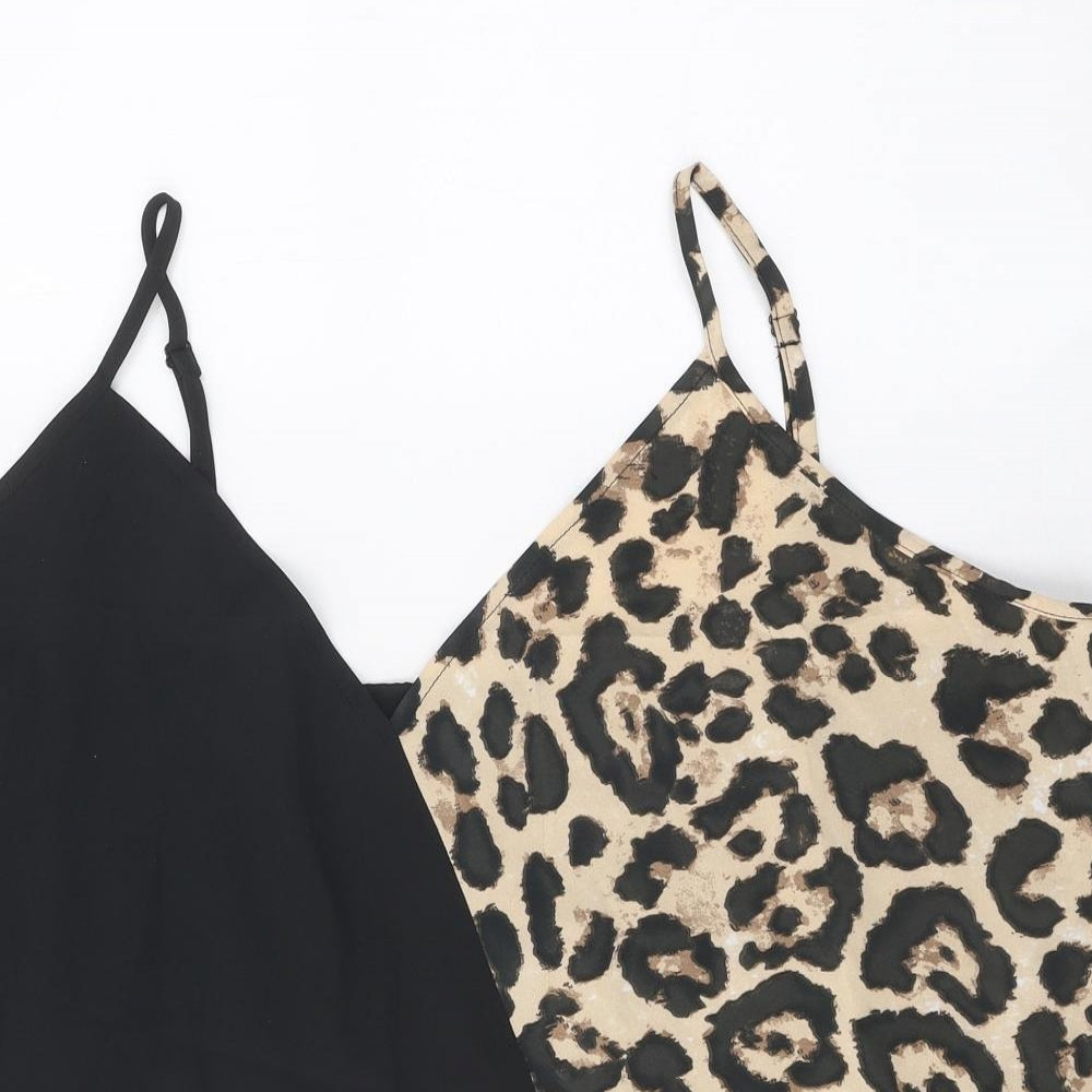 SheIn Womens Black Animal Print Polyester Camisole Tank Size 3XL V-Neck