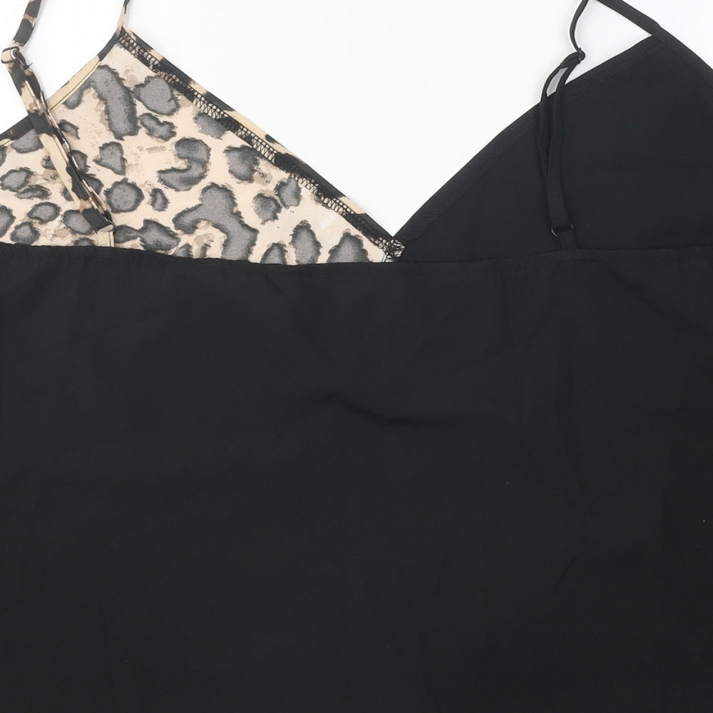 SheIn Womens Black Animal Print Polyester Camisole Tank Size 3XL V-Neck