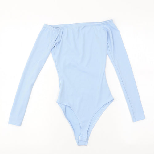 Boohoo Womens Blue Polyester Bodysuit One-Piece Size 6 Snap