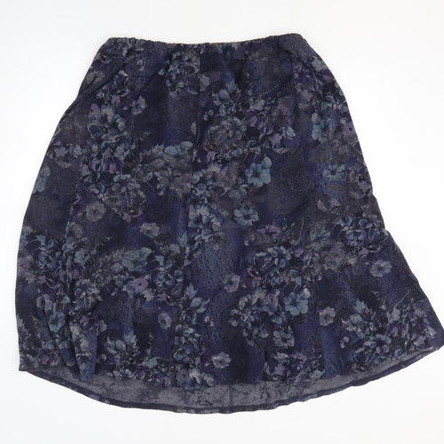 Bonmarché Womens Blue Floral Polyester Flare Skirt Size 24