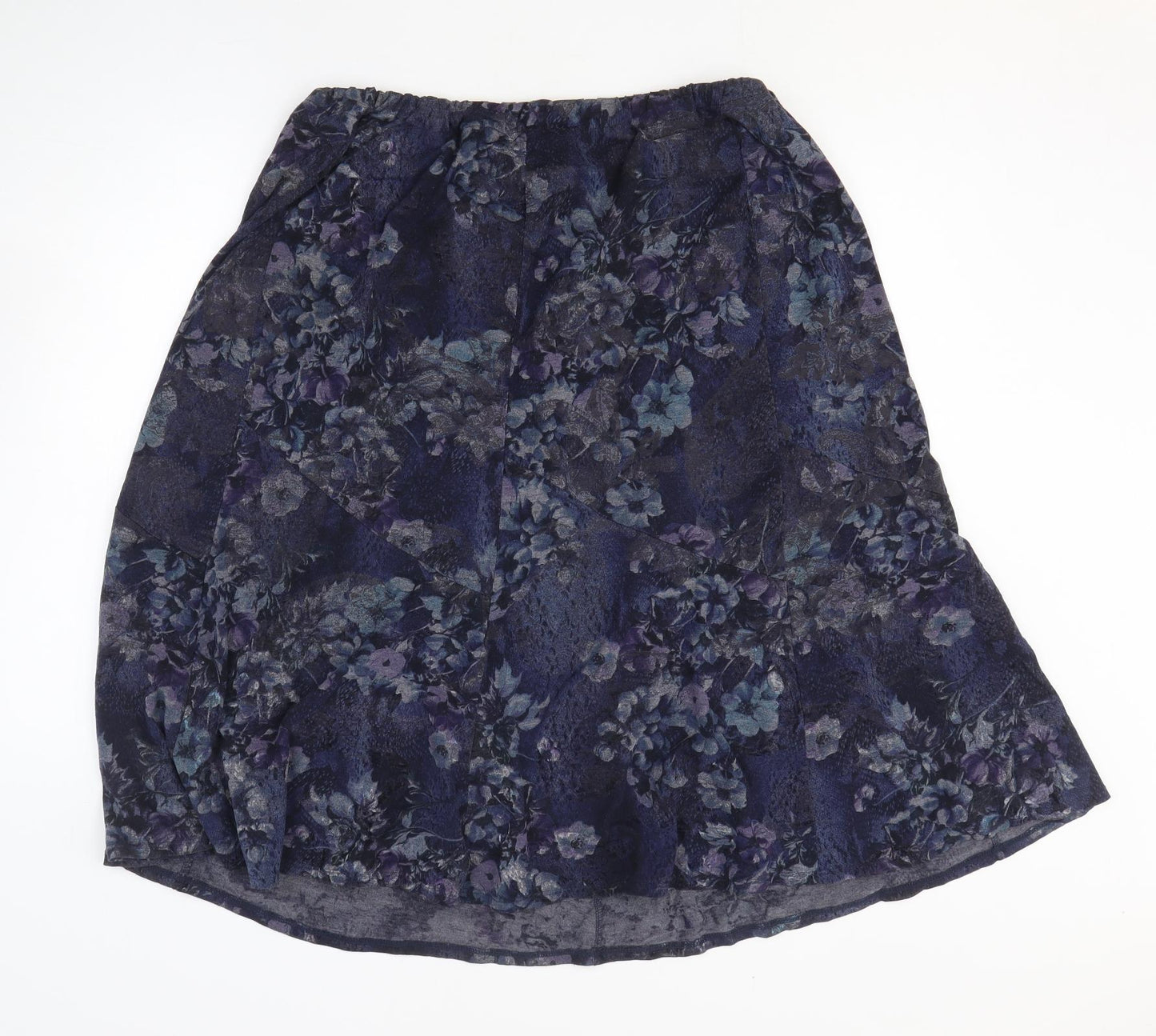 Bonmarché Womens Blue Floral Polyester Flare Skirt Size 24