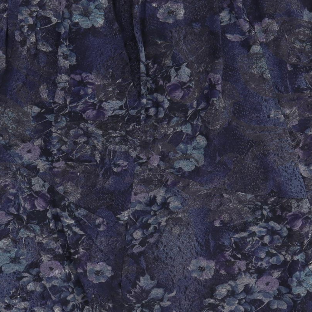 Bonmarché Womens Blue Floral Polyester Flare Skirt Size 24