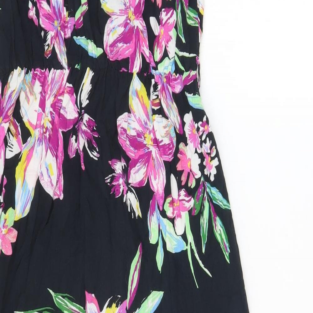 Atmosphere Womens Black Floral Viscose A-Line Size 14 Off the Shoulder Pullover