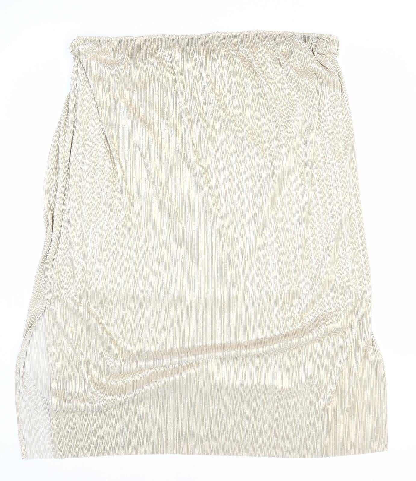 Preworn Womens Gold Polyester A-Line Skirt Size 6