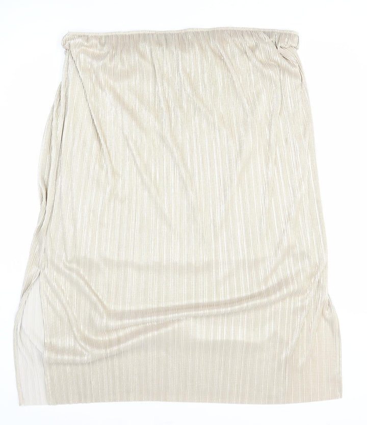Preworn Womens Gold Polyester A-Line Skirt Size 6
