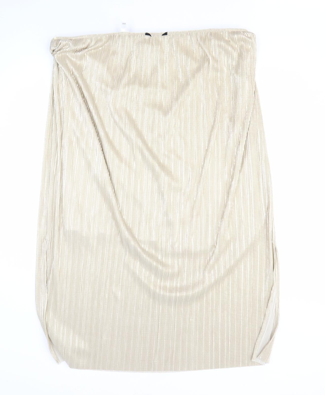 Preworn Womens Gold Polyester A-Line Skirt Size 6