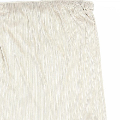 Preworn Womens Gold Polyester A-Line Skirt Size 6