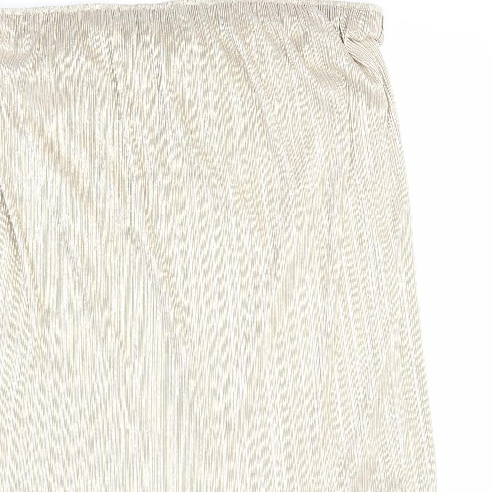 Preworn Womens Gold Polyester A-Line Skirt Size 6