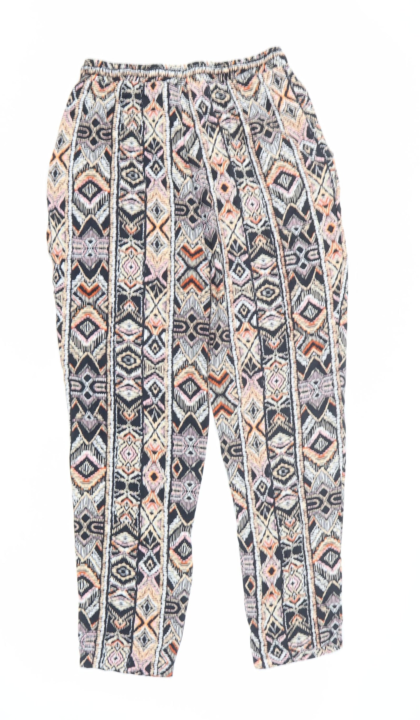 New Look Womens Multicoloured Geometric Viscose Trousers Size 12 L27 in Regular Drawstring