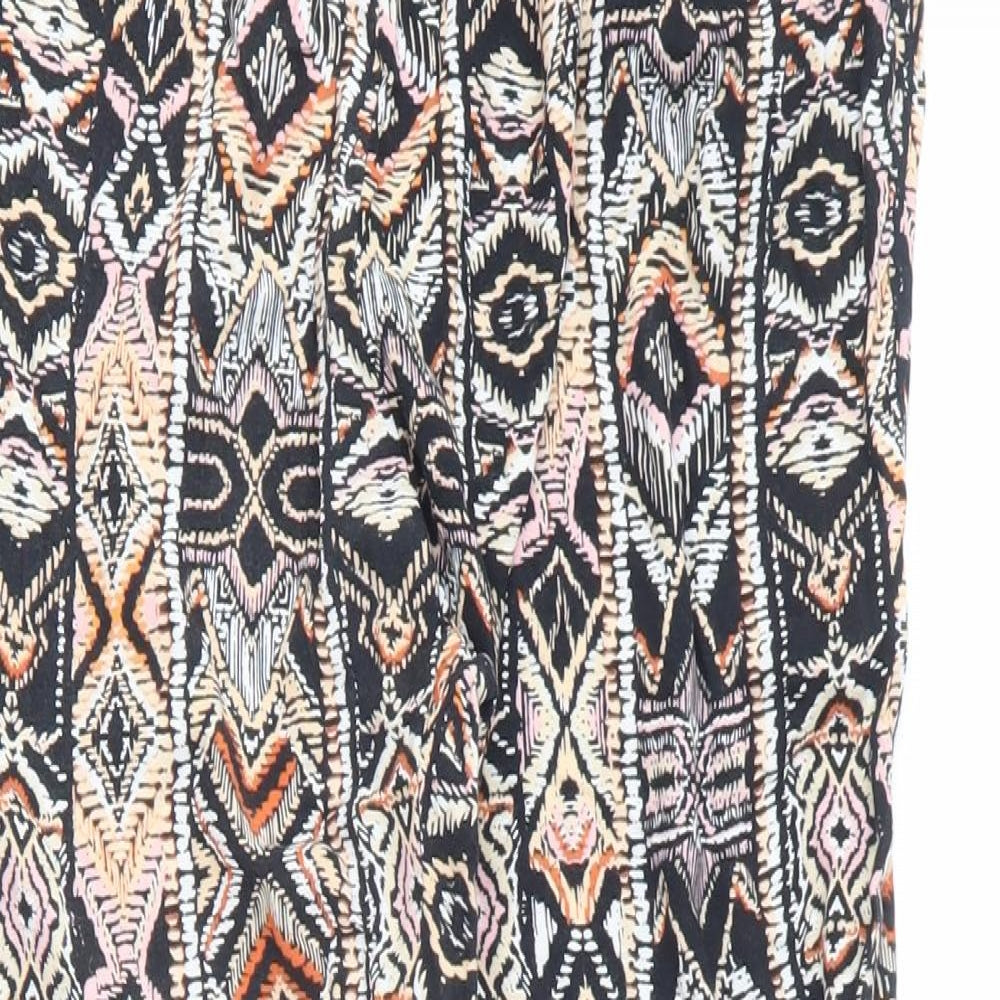 New Look Womens Multicoloured Geometric Viscose Trousers Size 12 L27 in Regular Drawstring