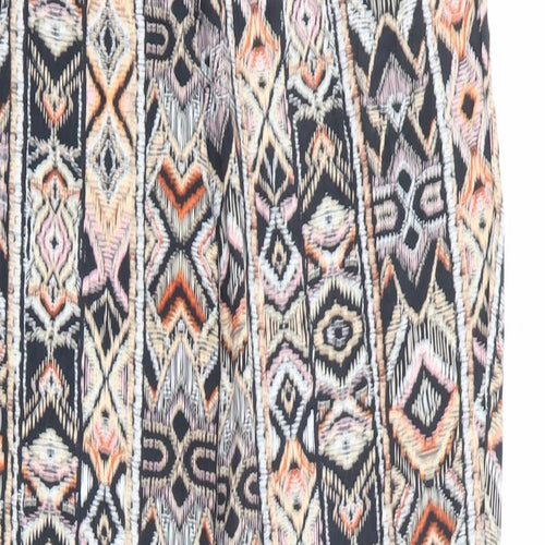 New Look Womens Multicoloured Geometric Viscose Trousers Size 12 L27 in Regular Drawstring