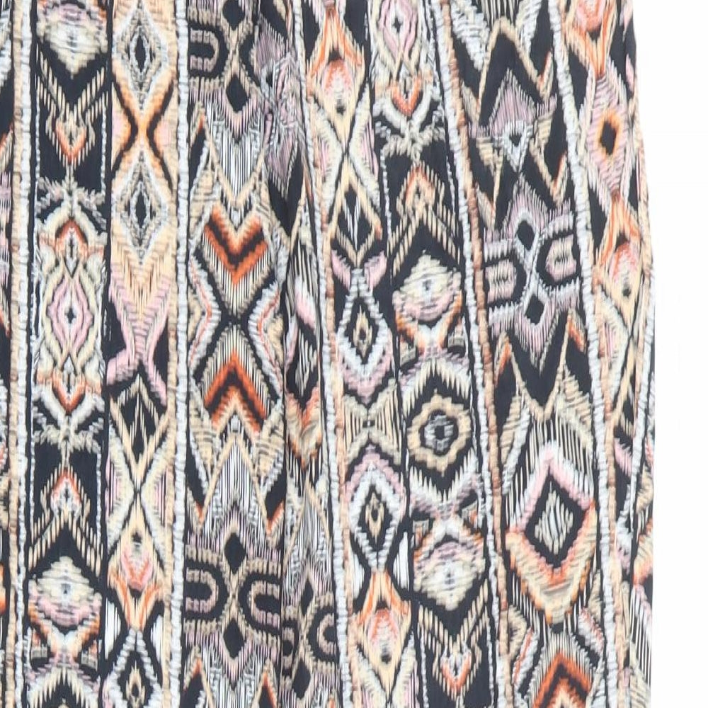 New Look Womens Multicoloured Geometric Viscose Trousers Size 12 L27 in Regular Drawstring