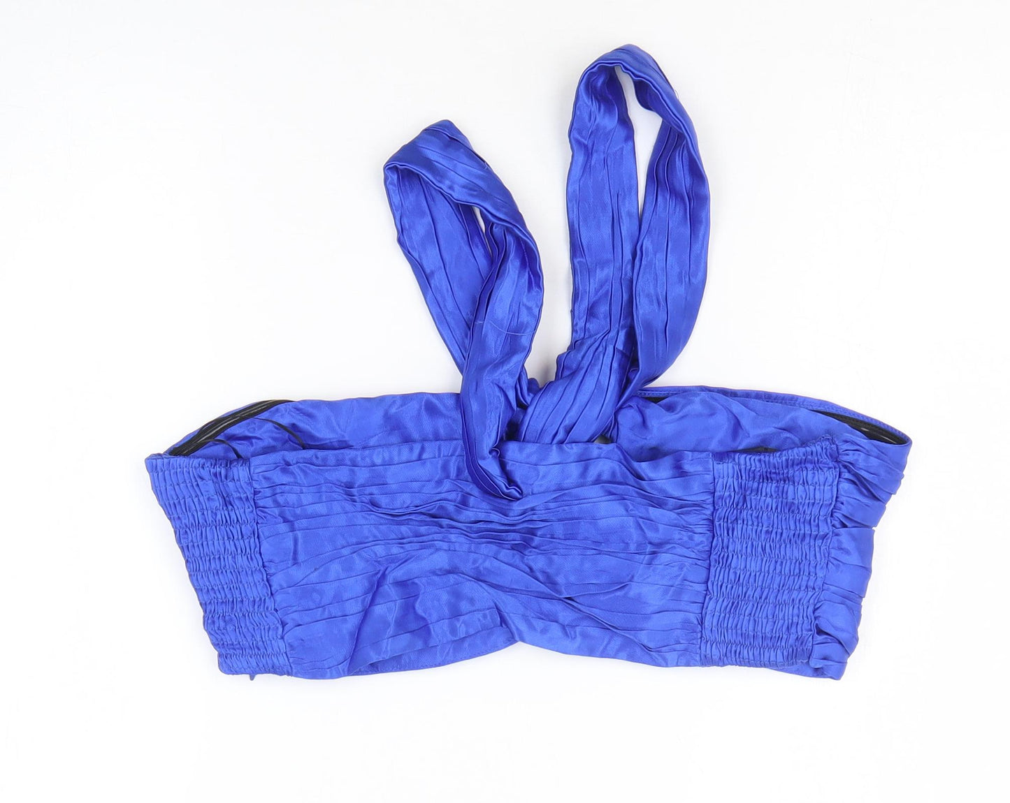 Zara Womens Blue Viscose Cropped Tank Size XL Off the Shoulder