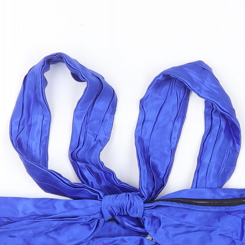 Zara Womens Blue Viscose Cropped Tank Size XL Off the Shoulder