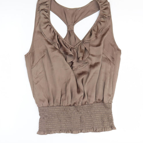 Preworn Womens Brown Polyester Basic Tank Size M Scoop Neck