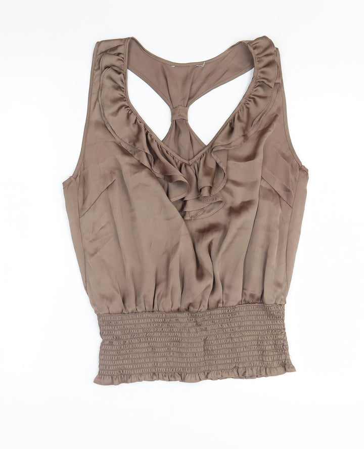 Preworn Womens Brown Polyester Basic Tank Size M Scoop Neck