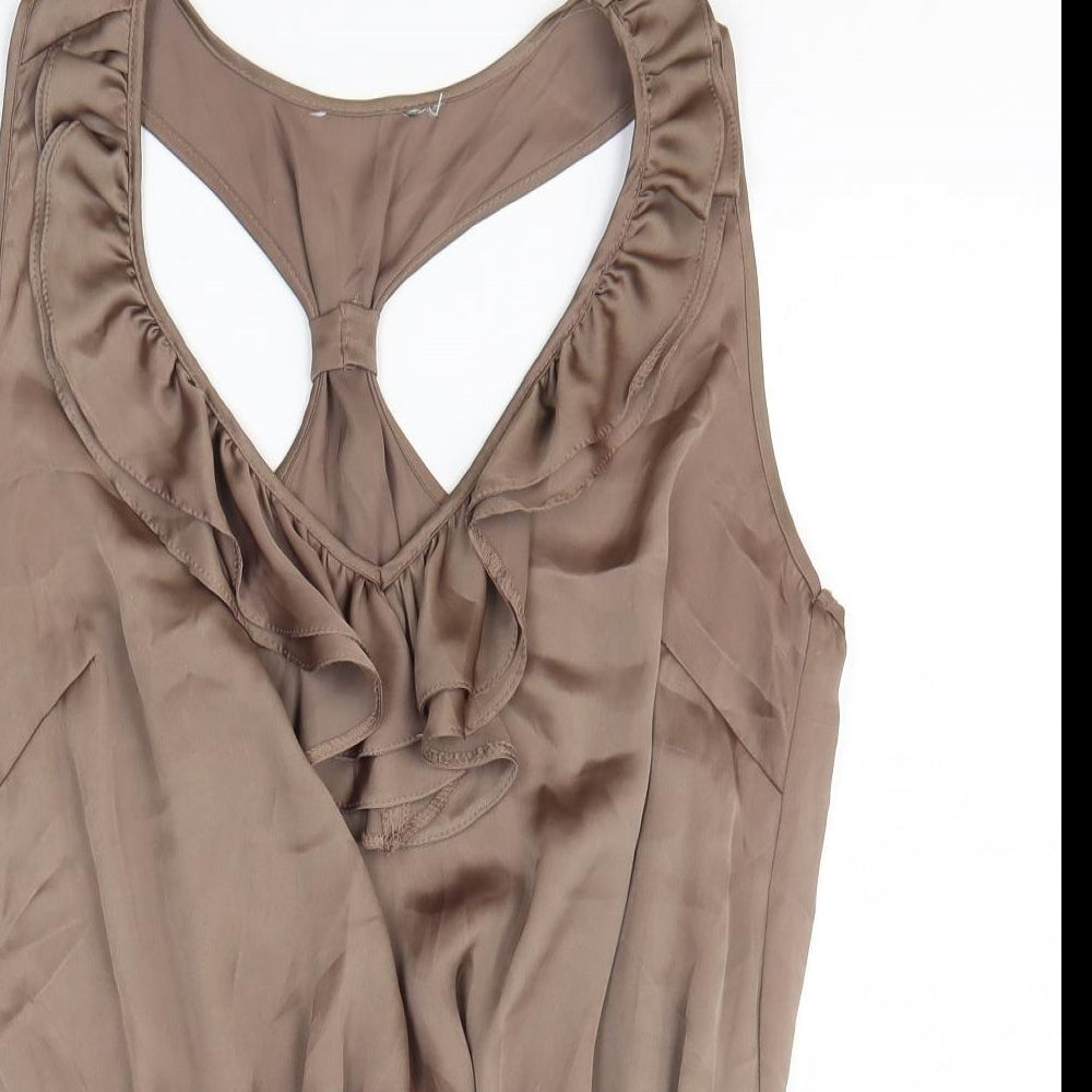 Preworn Womens Brown Polyester Basic Tank Size M Scoop Neck