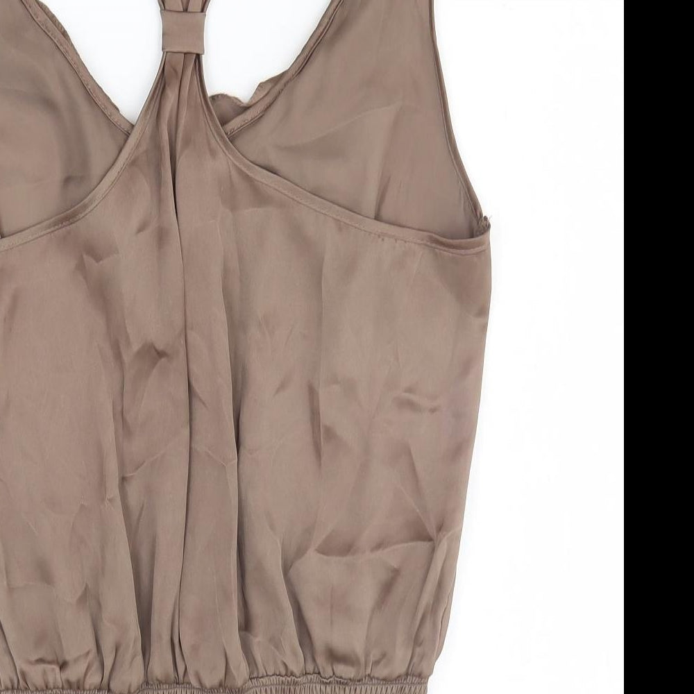 Preworn Womens Brown Polyester Basic Tank Size M Scoop Neck