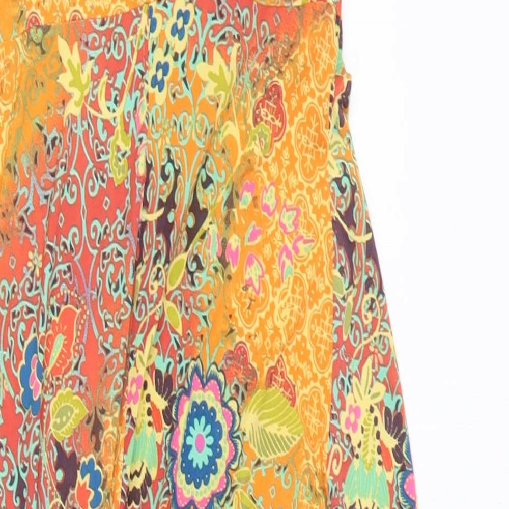 Wallis Womens Orange Geometric Polyester Tank Dress Size 12 V-Neck Pullover