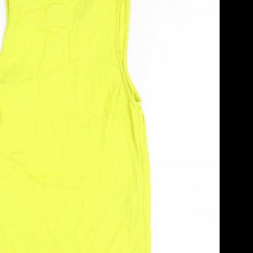 New Look Womens Yellow Viscose Tank Dress Size 8 Crew Neck Pullover