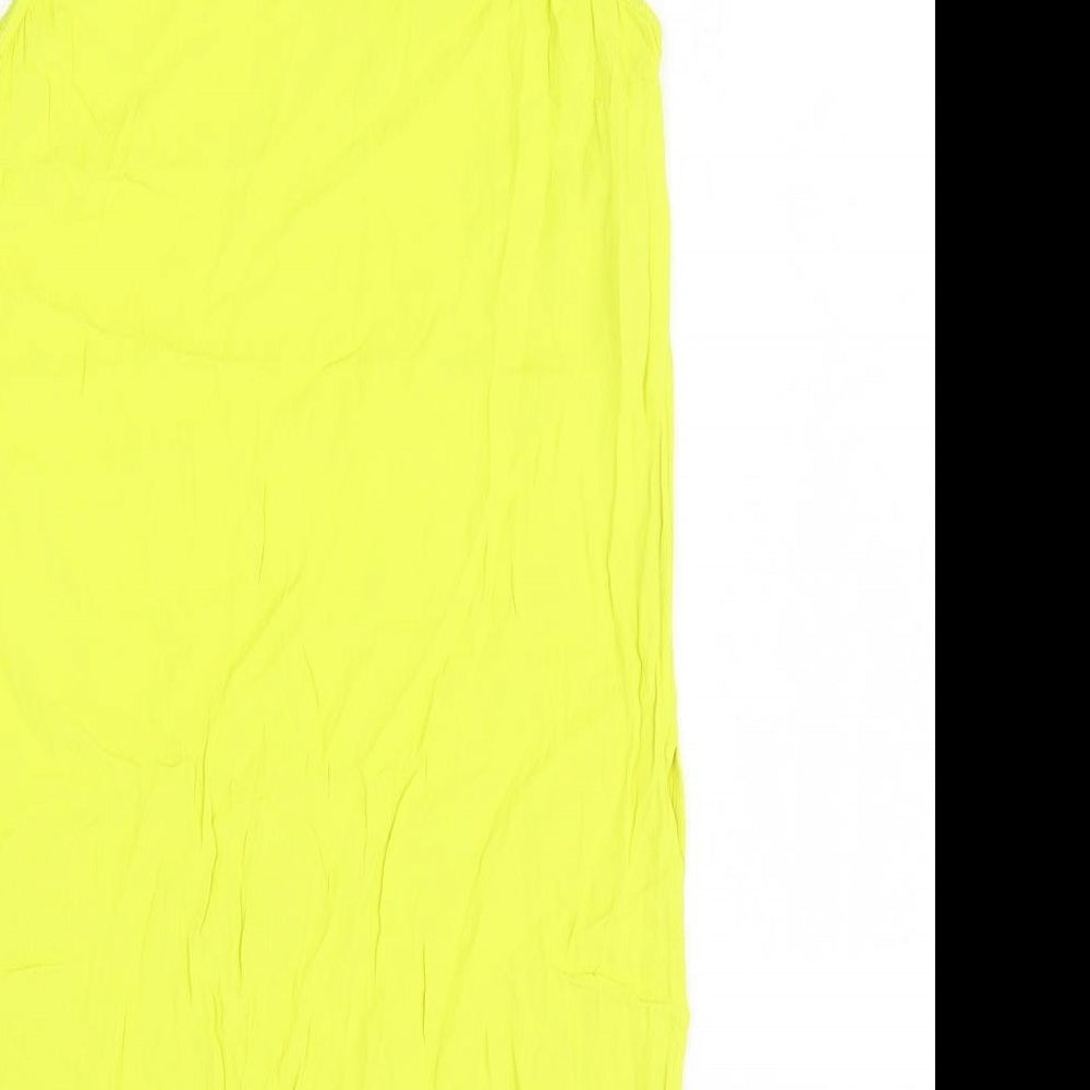 New Look Womens Yellow Viscose Tank Dress Size 8 Crew Neck Pullover