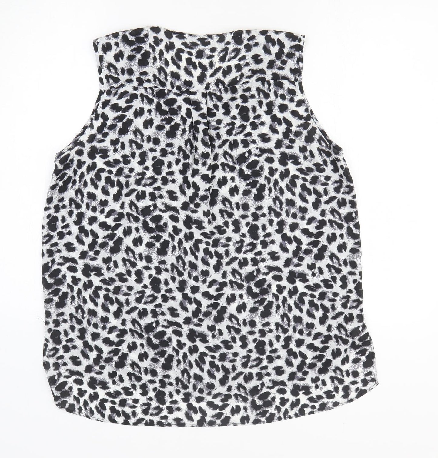 Preworn Womens Black Animal Print Polyester Basic Tank Size L V-Neck - Leopard Print