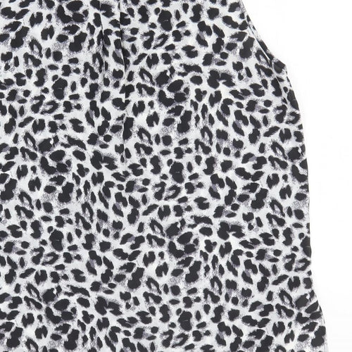 Preworn Womens Black Animal Print Polyester Basic Tank Size L V-Neck - Leopard Print