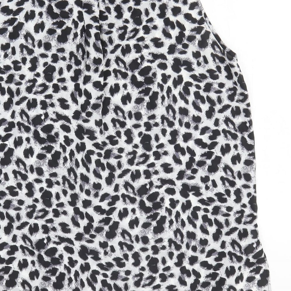Preworn Womens Black Animal Print Polyester Basic Tank Size L V-Neck - Leopard Print