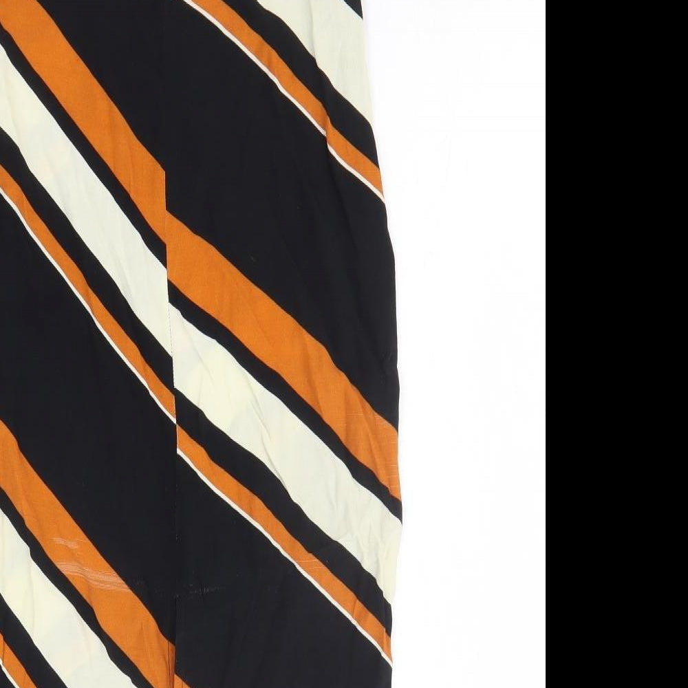 Topshop Womens Black Striped Viscose Straight & Pencil Skirt Size 6 Zip