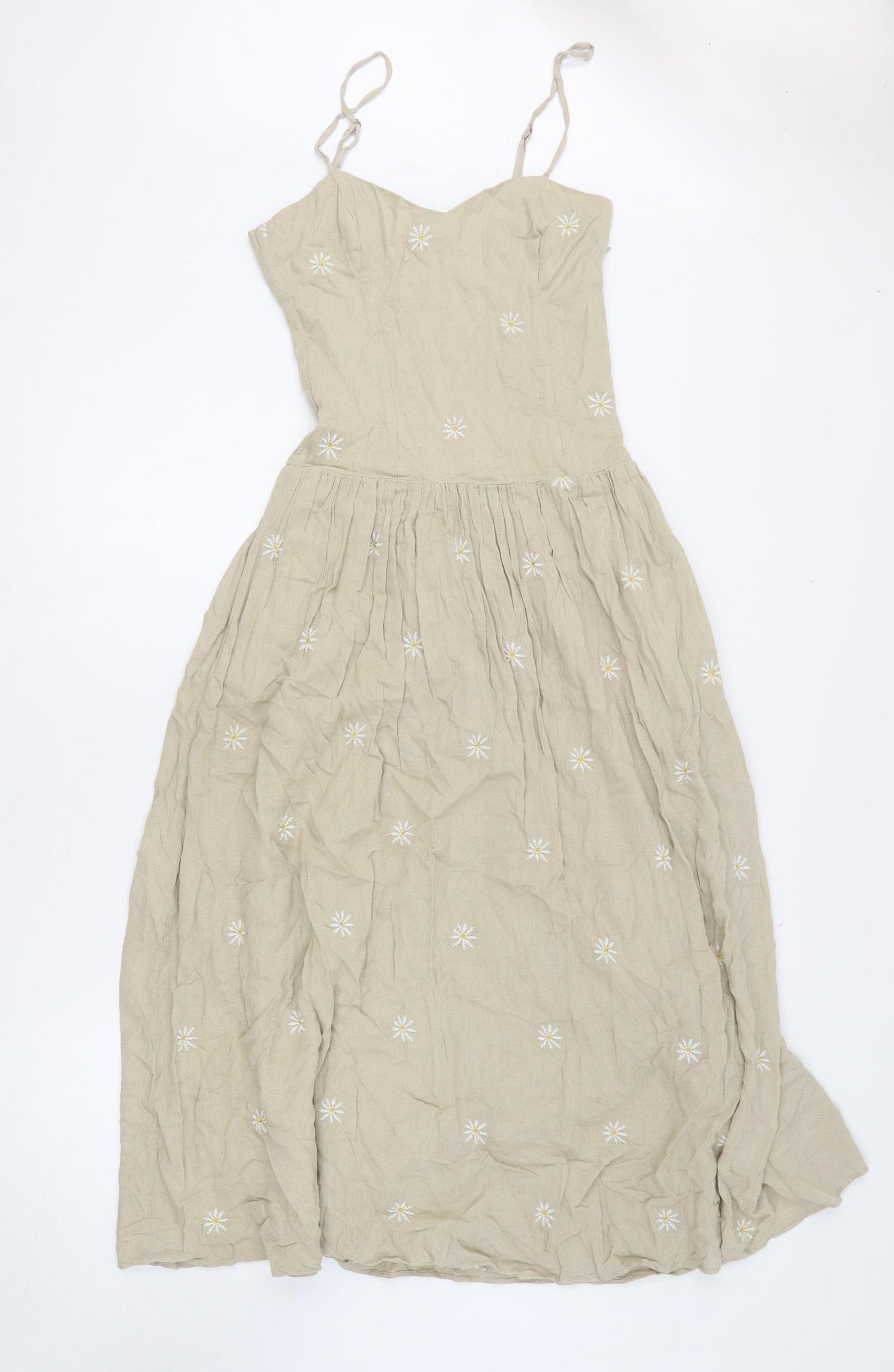 Zara Womens Brown Floral Cotton Fit & Flare Size XS Sweetheart Zip