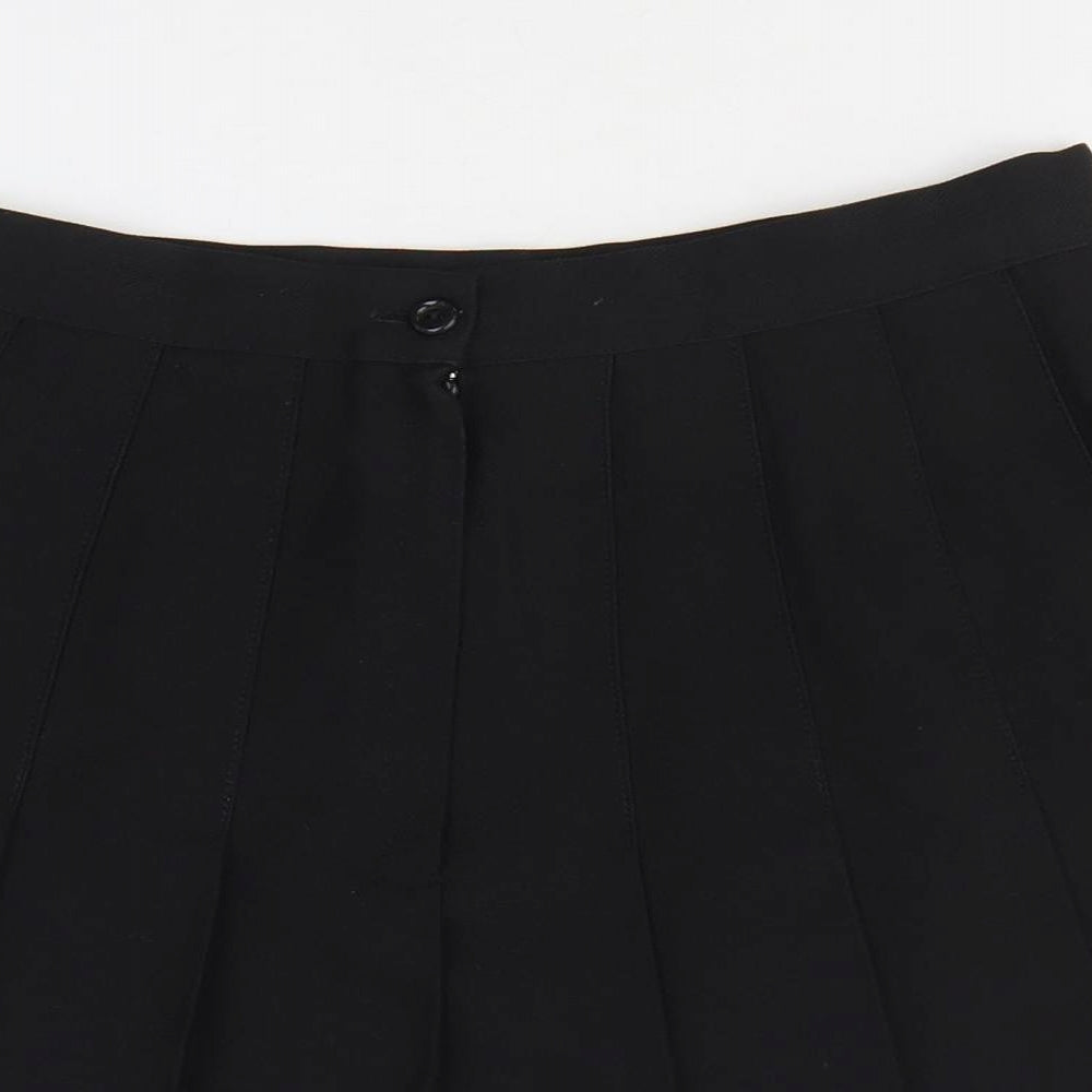 Preworn Womens Black Cotton Pleated Skirt Size 27 in Zip