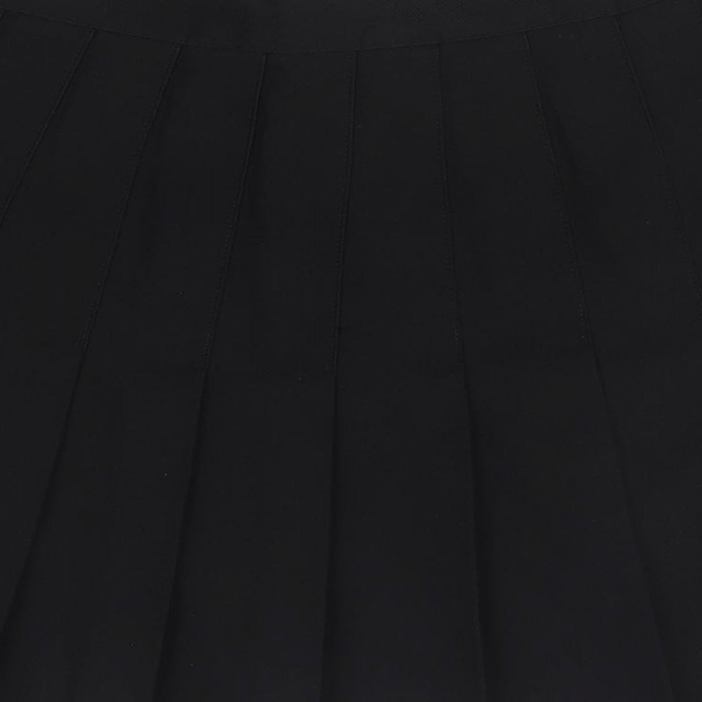 Preworn Womens Black Cotton Pleated Skirt Size 27 in Zip