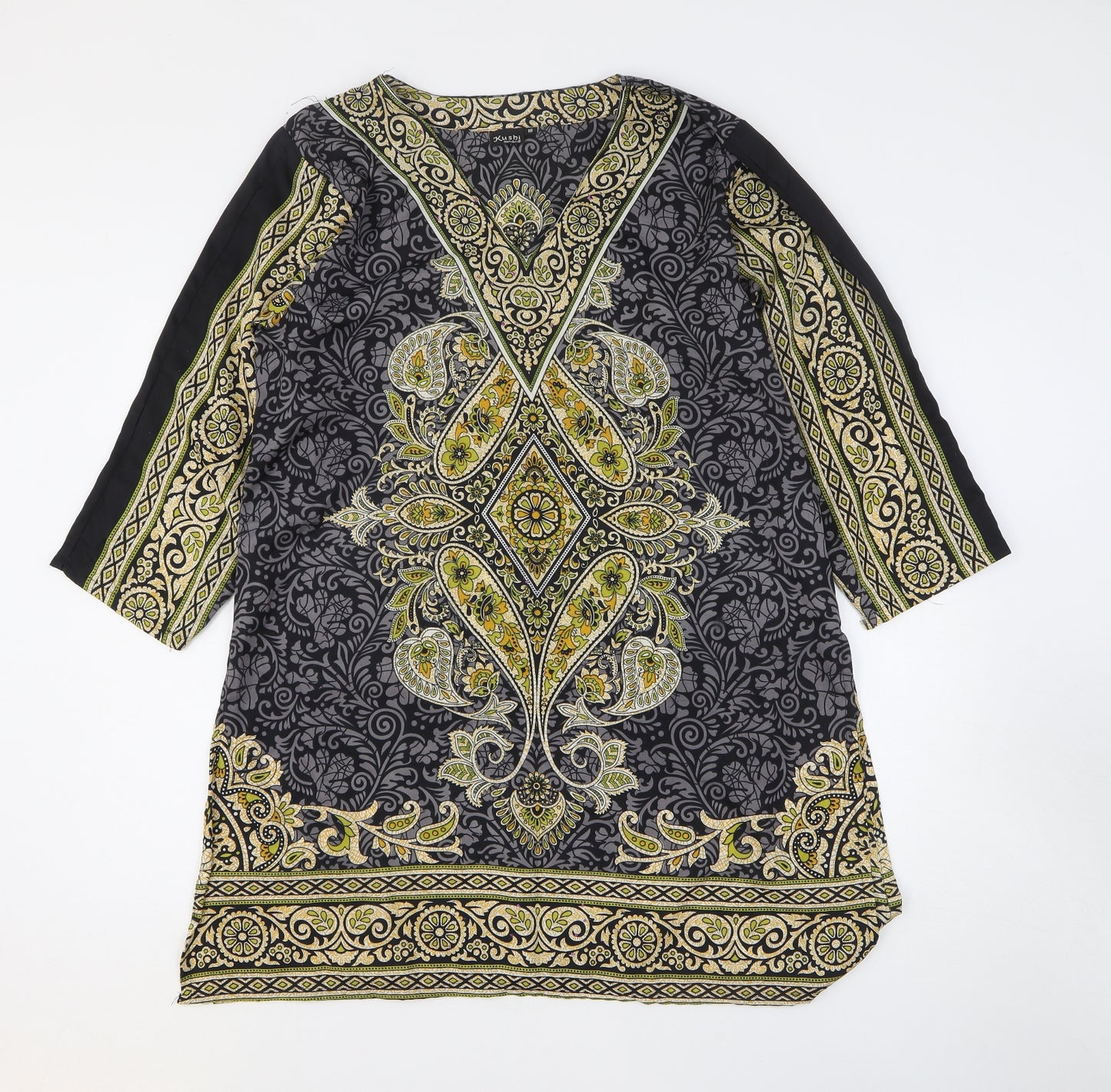 Kushi Womens Multicoloured Geometric Polyester Kimono T-Shirt Size 18 V-Neck