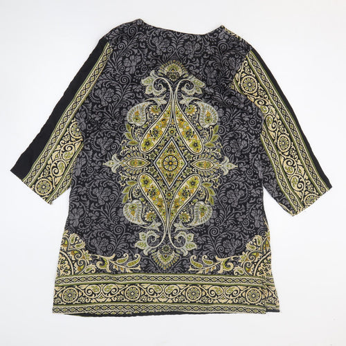 Kushi Womens Multicoloured Geometric Polyester Kimono T-Shirt Size 18 V-Neck