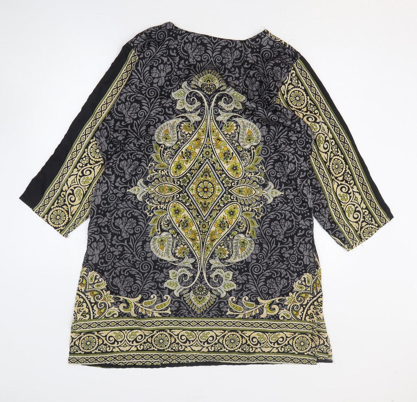 Kushi Womens Multicoloured Geometric Polyester Kimono T-Shirt Size 18 V-Neck