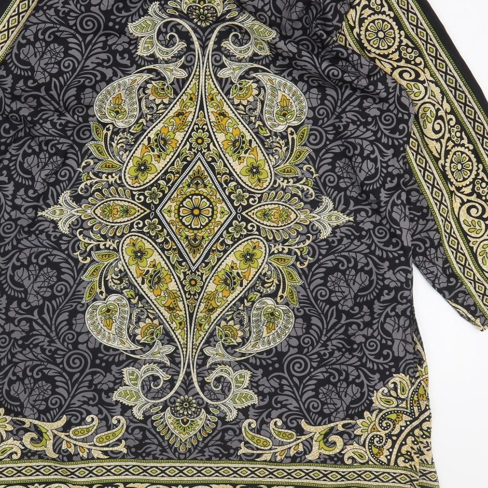 Kushi Womens Multicoloured Geometric Polyester Kimono T-Shirt Size 18 V-Neck