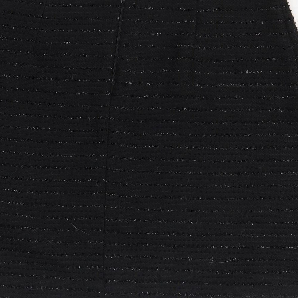 Preworn Womens Black Polyester A-Line Skirt Size 12 Zip - Chain Detail