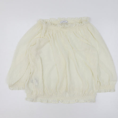 Mango Womens White Polyester Basic Blouse Size L Collared