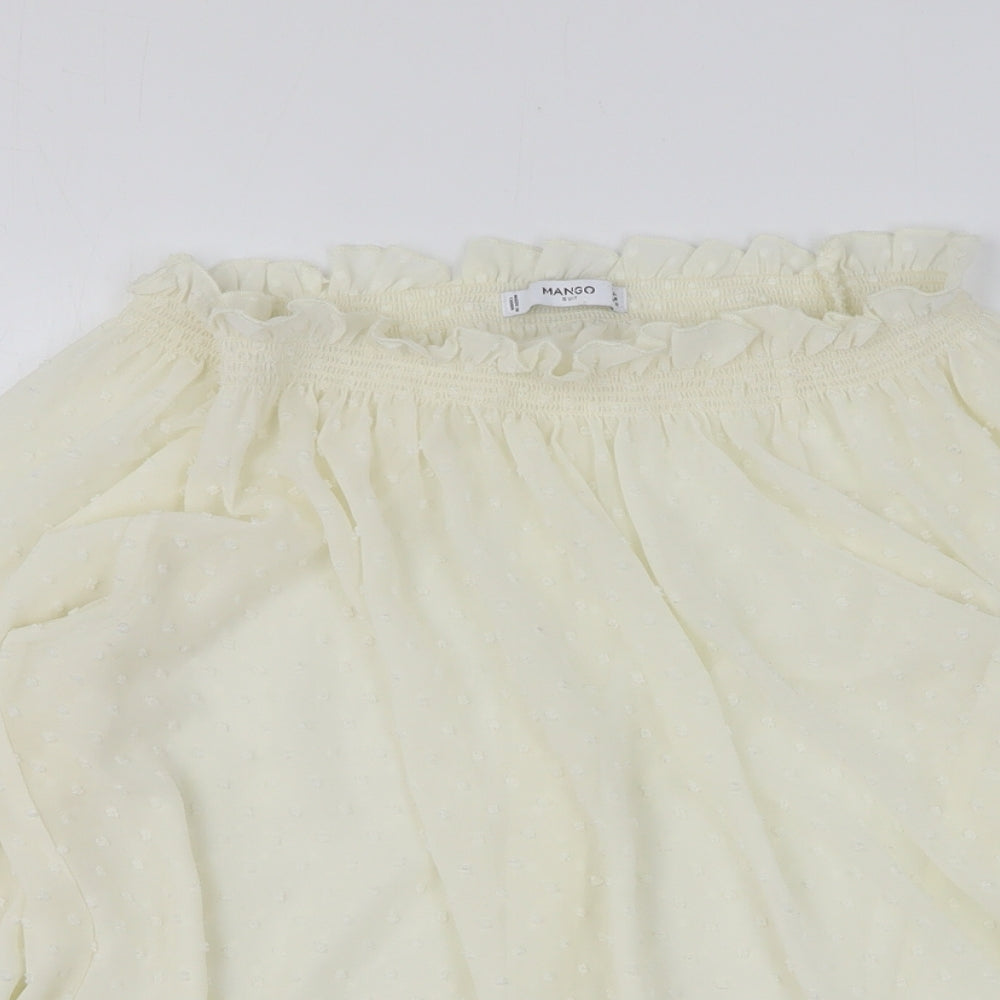 Mango Womens White Polyester Basic Blouse Size L Collared
