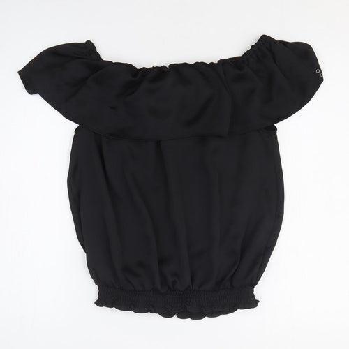 Star Womens Black Polyester Basic Blouse Size 14 Collared